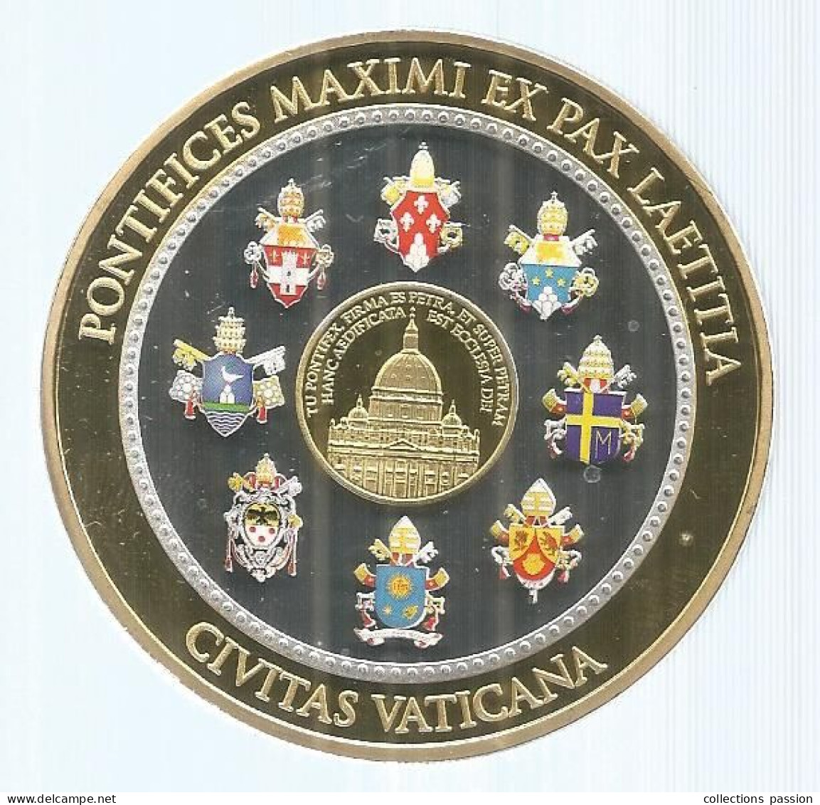 Médaille, VATICAN, Pontifices Maximi Ex Pax Laetitia, FRANCISCUS P.M., 13 III 2013,112 Gr, Dia. 70 Mm, Frais Fr 6.00 E - Andere & Zonder Classificatie