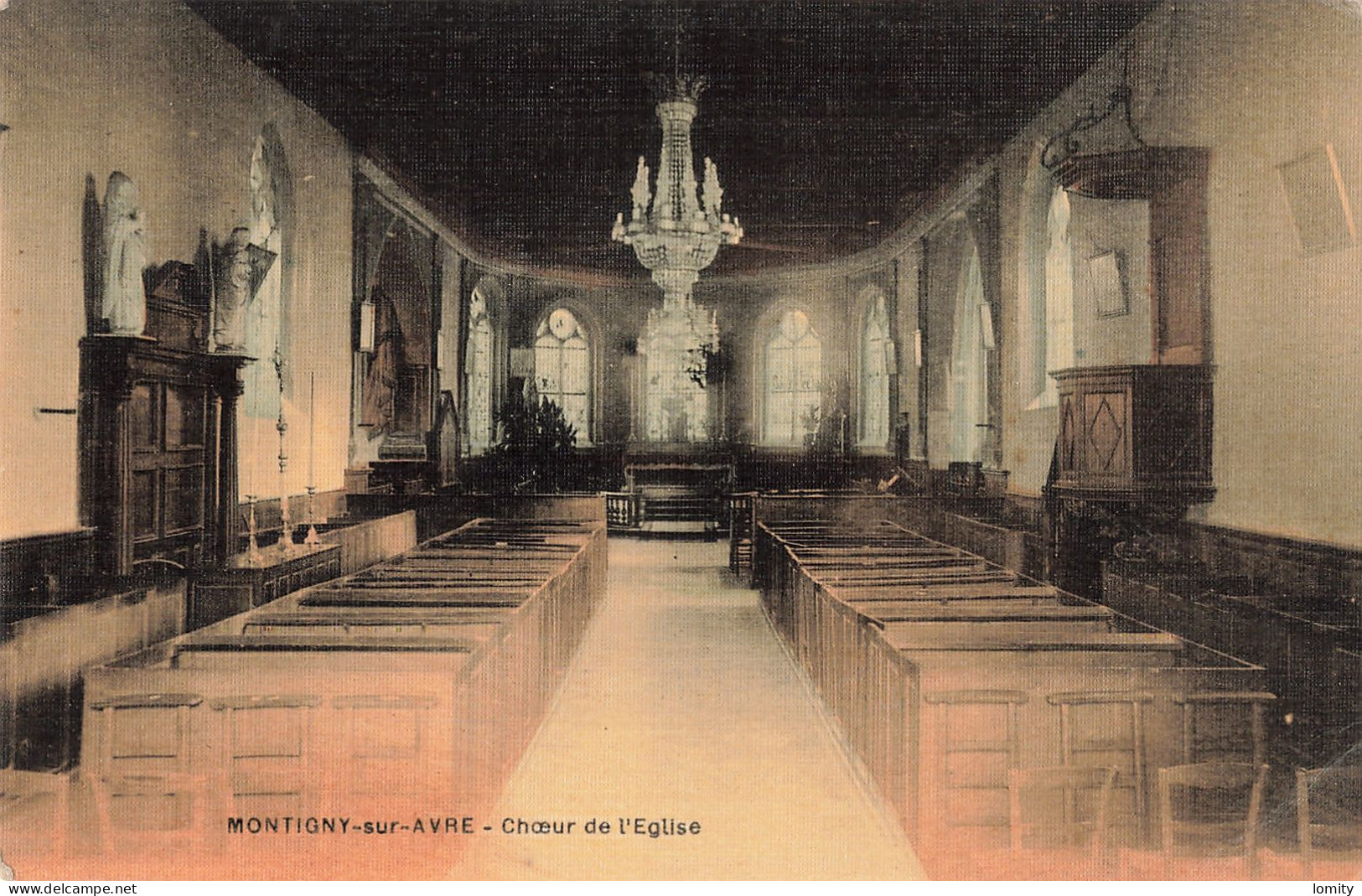 28 Montigny Sur Avre Choeur De L' église CPA Carte Toilée - Montigny-sur-Avre