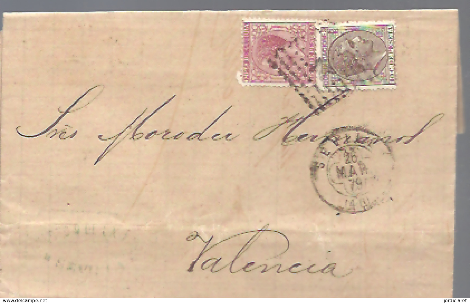 CARTA  1879  SEVILLA A VALENCIA - Storia Postale