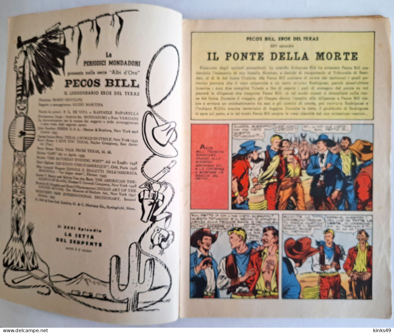 B226> PECOS BILL Albo D'Oro Mondadori N° 230 - XXV° Episodio < Il Ponte Della Morte > 7 OTTOBRE 1950 - Premières éditions