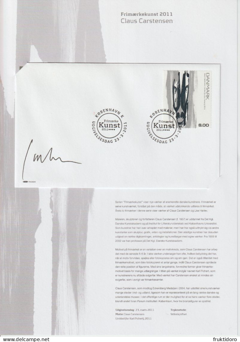 Denmark First Day Sheet With FDC Mi 1638 Paintings - Stamp Art By Claus Carstensen - Untitled - 2011 - Lettere