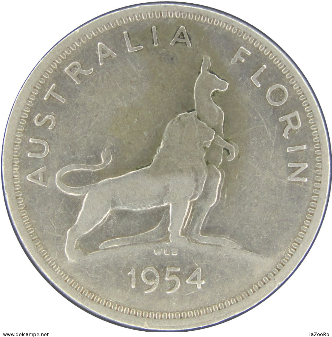 LaZooRo: Australia 1 Florin 1954 XF - Silver - Florin