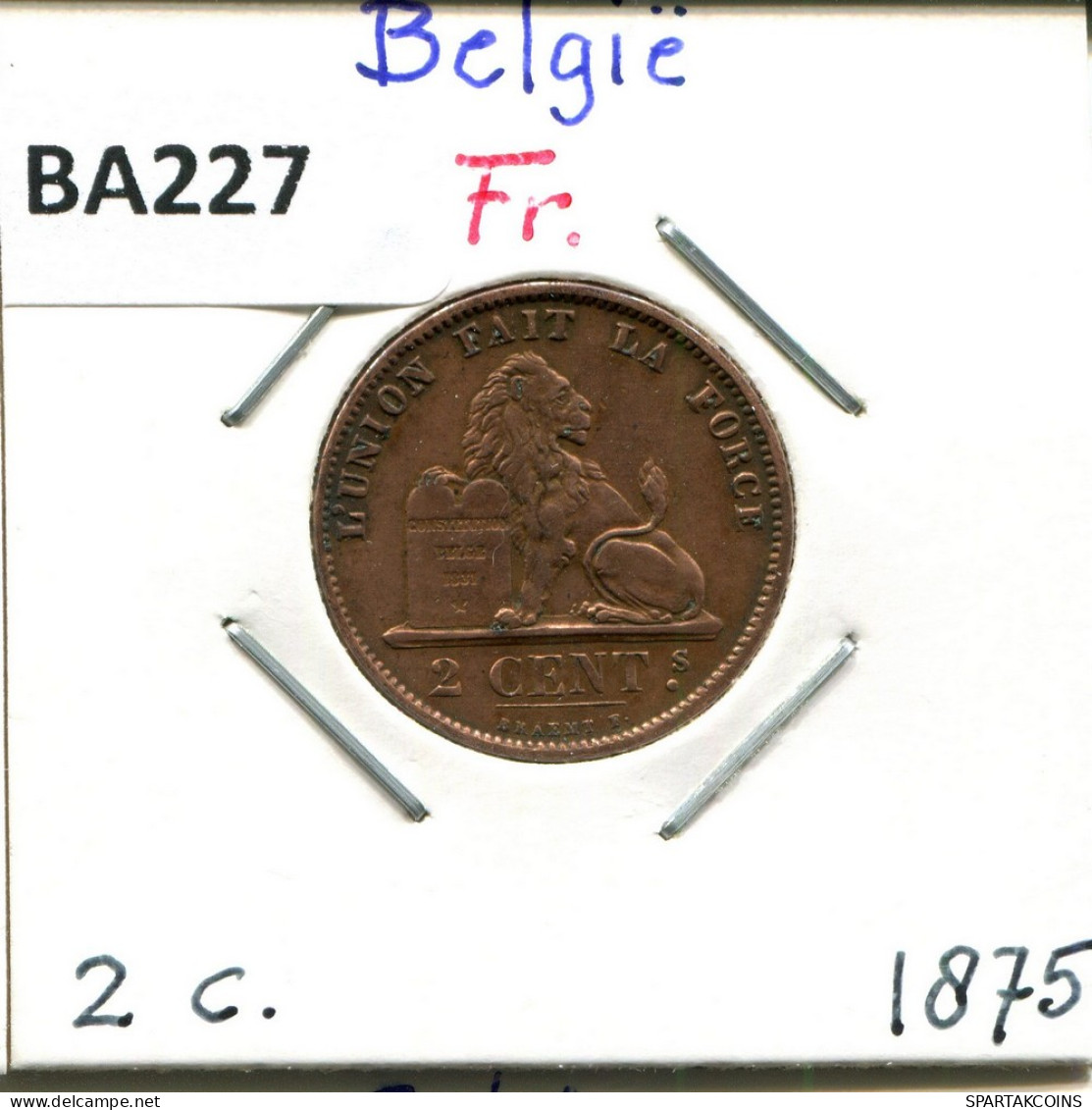 2 CENTIMES 1875 Französisch Text BELGIEN BELGIUM Münze #BA227.D - 2 Centimes