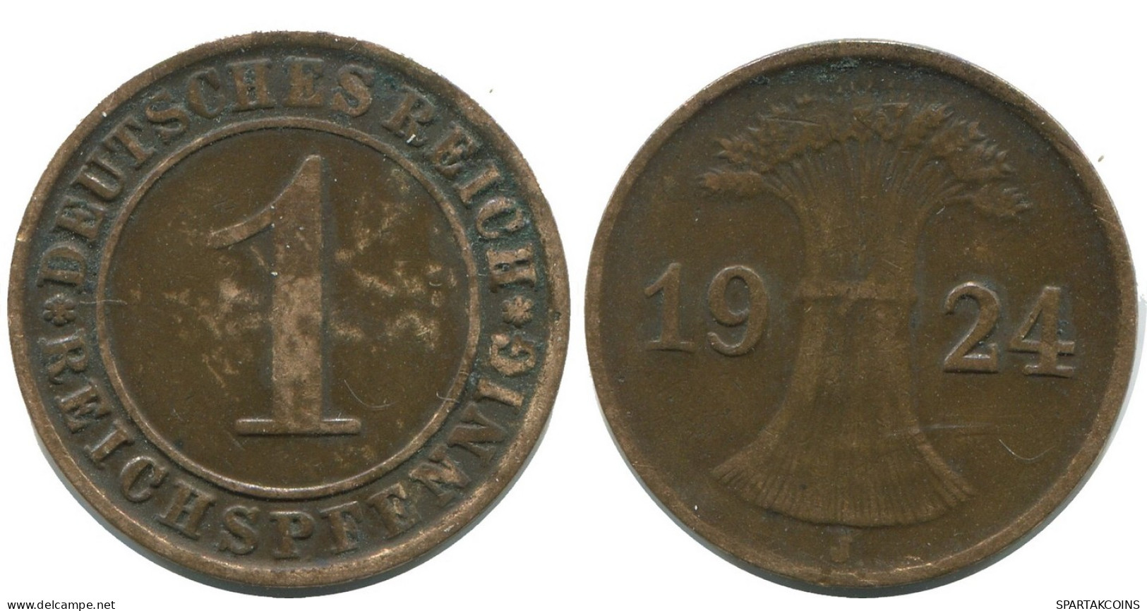 1 REICHSPFENNIG 1924 J DEUTSCHLAND Münze GERMANY #AD461.9.D - 1 Renten- & 1 Reichspfennig