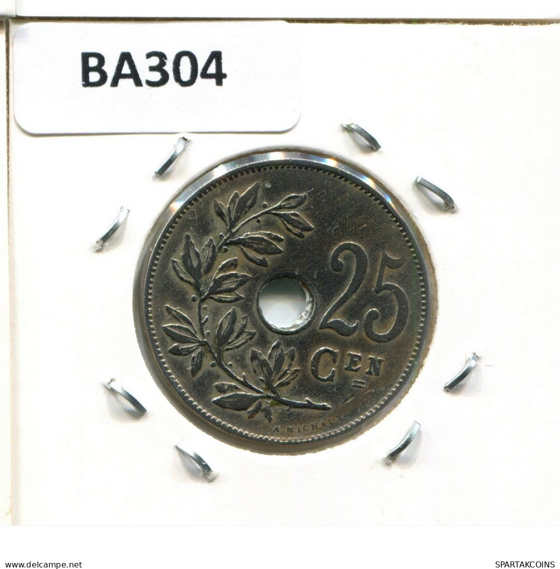 25 CENTIMES 1913 DUTCH Text BELGIUM Coin #BA304.U - 25 Cent