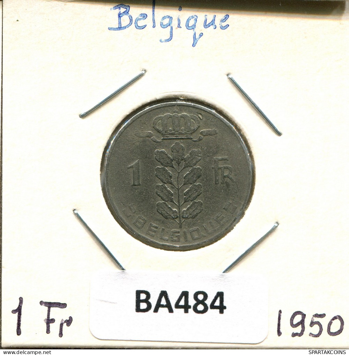 1 FRANC 1950 FRENCH Text BELGIUM Coin #BA484.U - 1 Franc