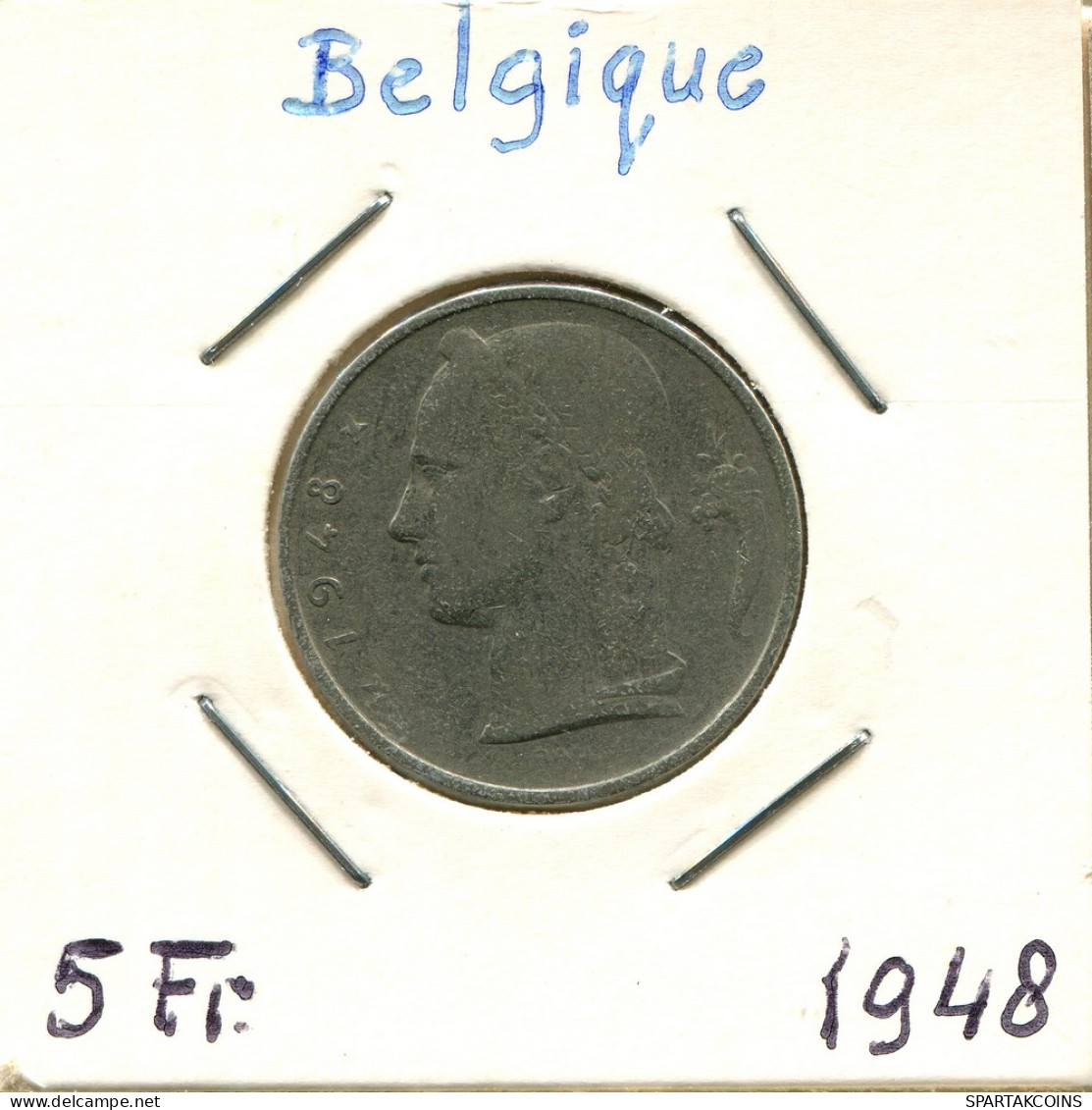 5 FRANCS 1948 FRENCH Text BELGIQUE BELGIUM Pièce #BA575.F - 5 Franc