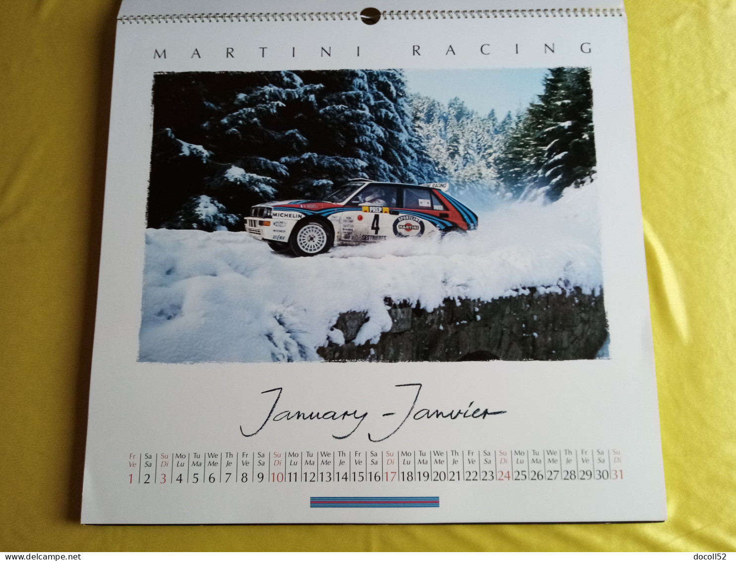 LOT DE 7 TRES GRANDS CALENDRIERS DE CONCESSIONNAIRES LANCIA DELTA HF MARTINI RALLYE 1990/91/92/93/94 - 8 KGS EN TOUT - Groot Formaat: 1991-00