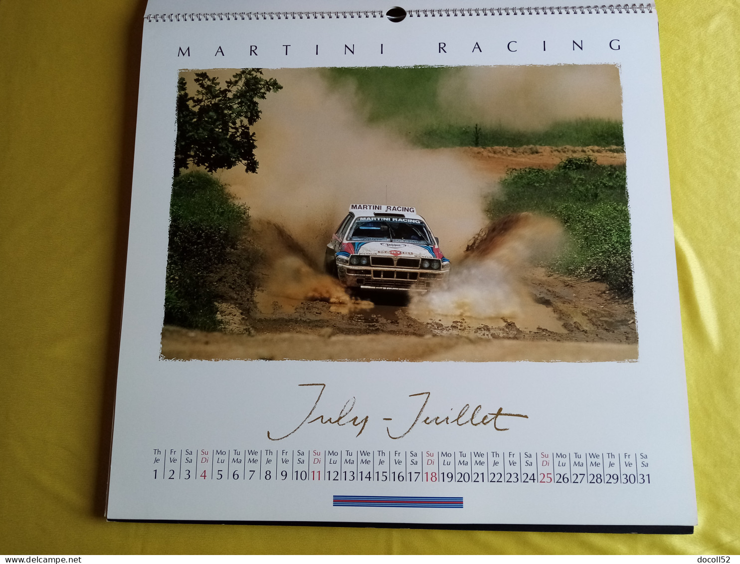 LOT DE 7 TRES GRANDS CALENDRIERS DE CONCESSIONNAIRES LANCIA DELTA HF MARTINI RALLYE 1990/91/92/93/94 - 8 KGS EN TOUT