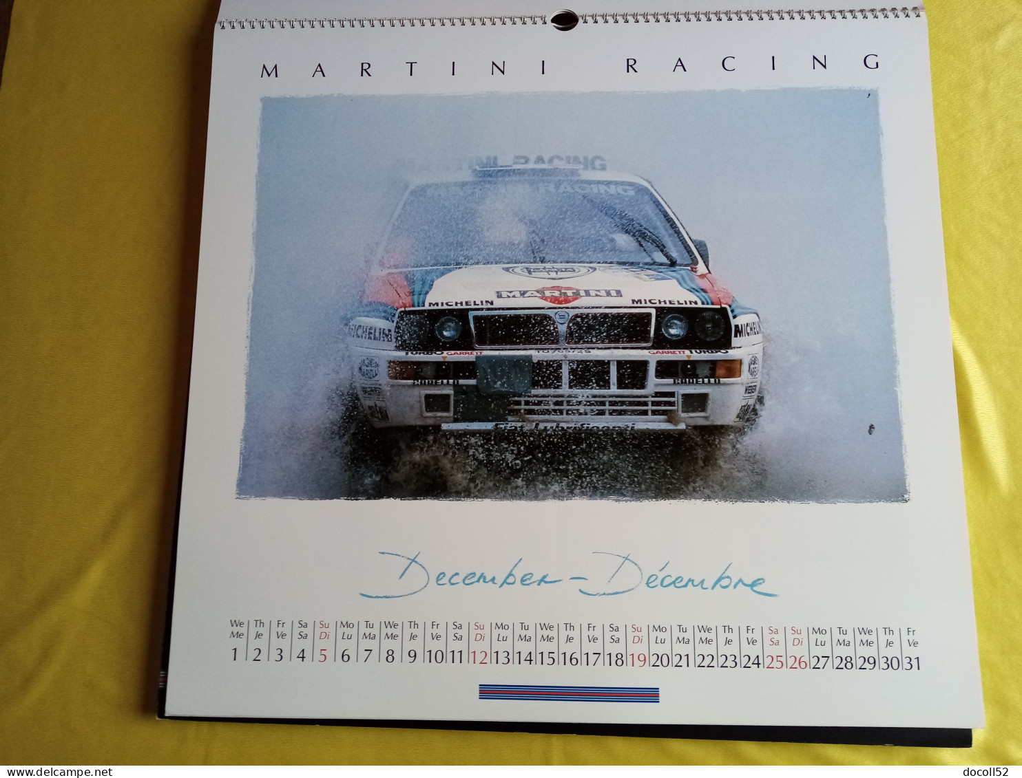 LOT DE 7 TRES GRANDS CALENDRIERS DE CONCESSIONNAIRES LANCIA DELTA HF MARTINI RALLYE 1990/91/92/93/94 - 8 KGS EN TOUT