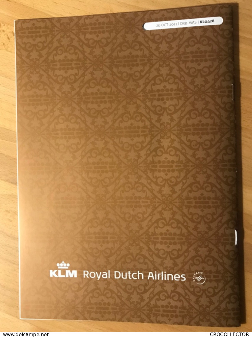 KLM Business Class Menu DXB-AMS 26 OCT 2022 - Menu Cards