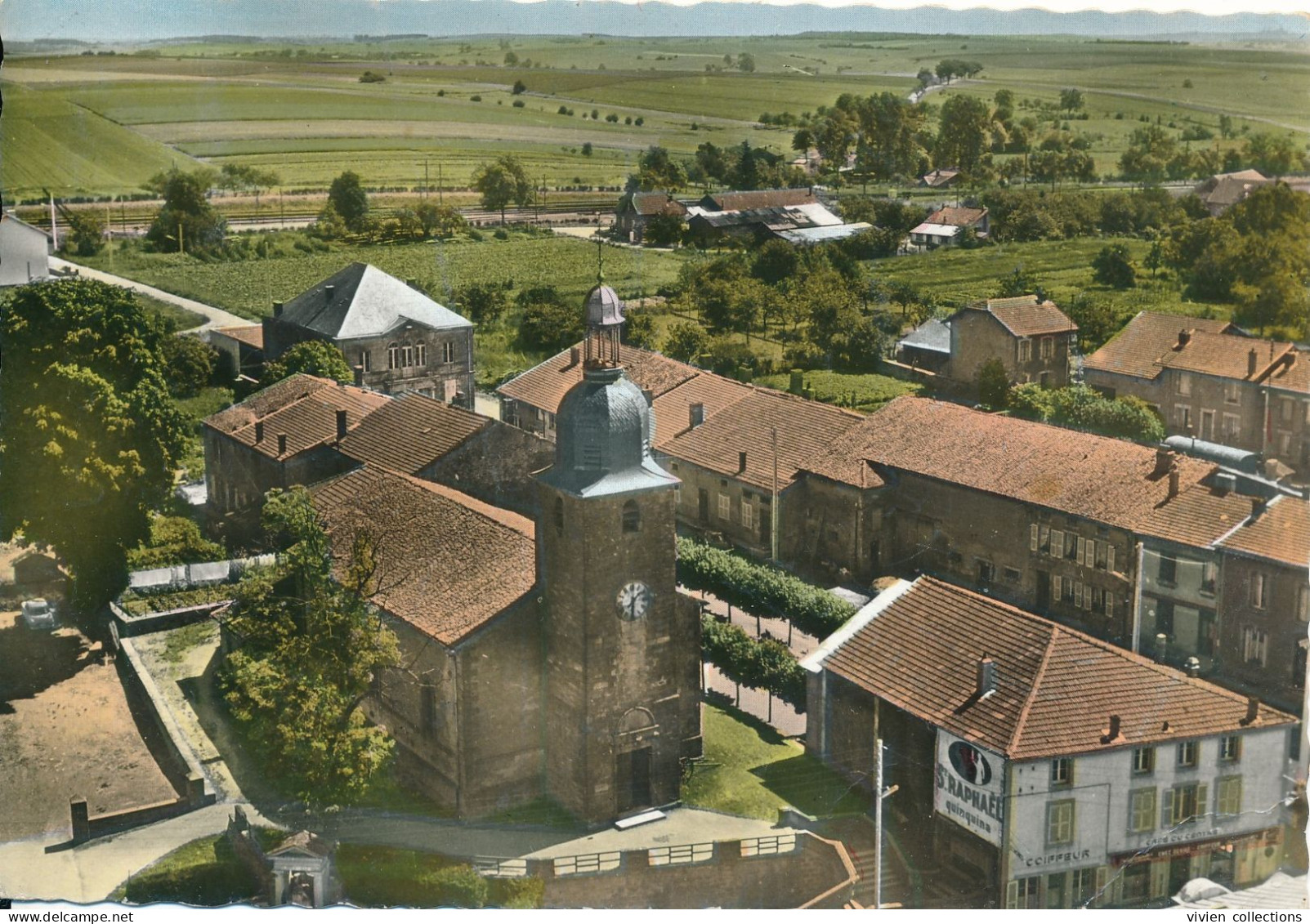 Spincourt (55 Meuse) En Avion Au Dessus De ... L'église - édit. Sofer CPSM N&B Colorisée GF - Spincourt