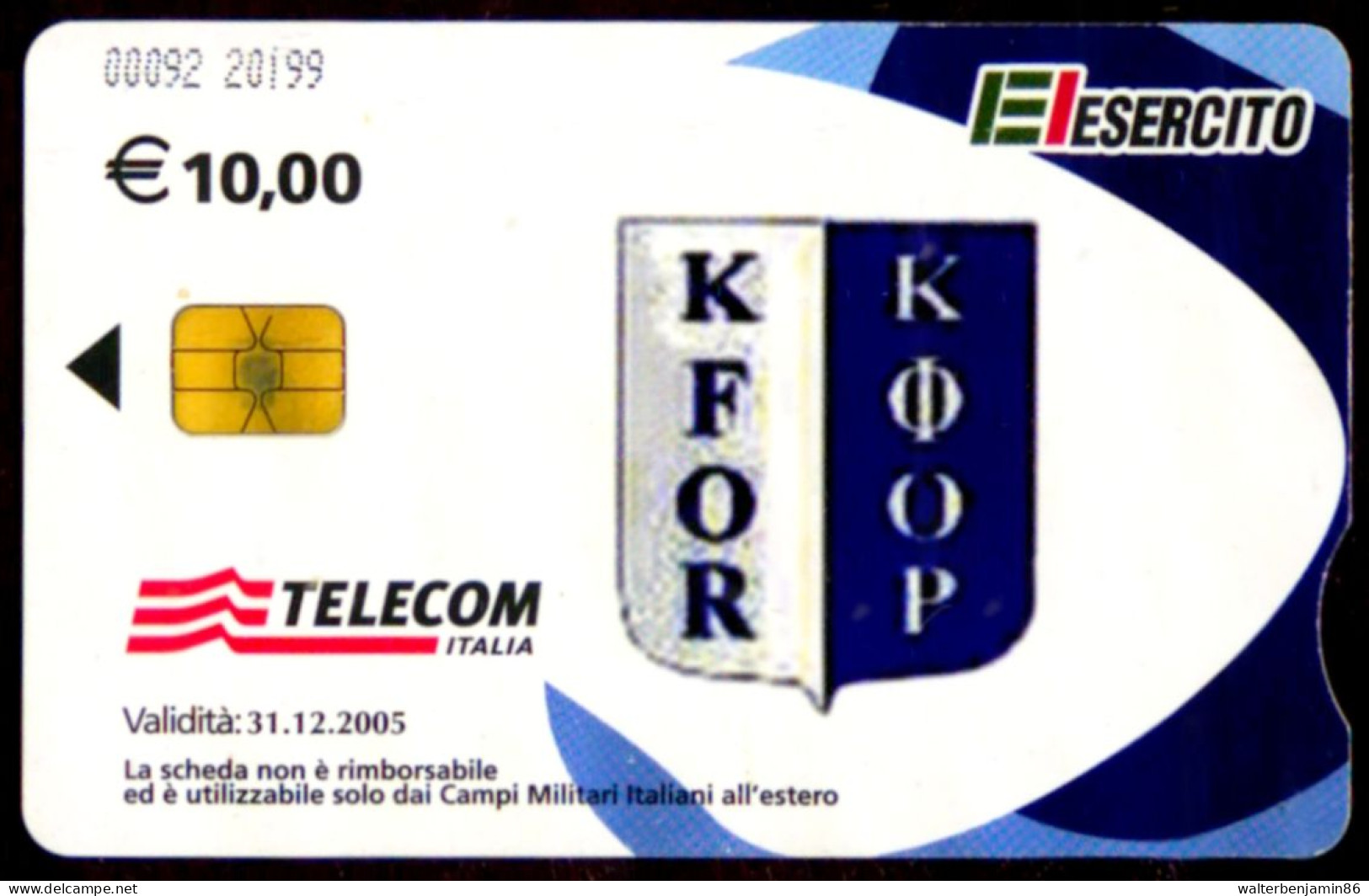 C&C US9 SCHEDA TELEFONICA USATA A CHIP ESERCITO BASI MILITARI KFOR 00092 - Fouten & Varianten