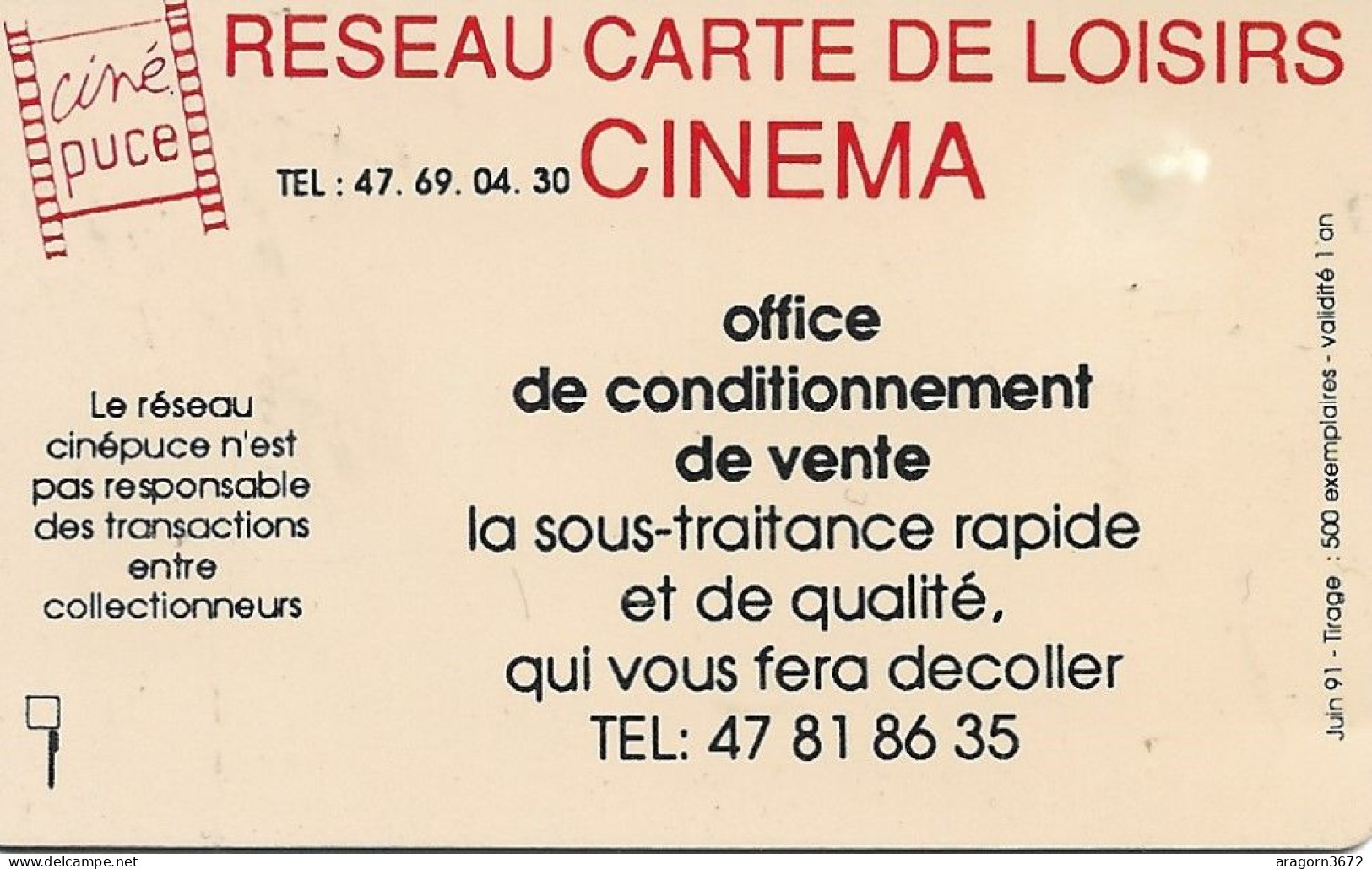 Ciné Puce CP10 - Eglise 06/91 SO3 500ex Très Rare - Movie Cards