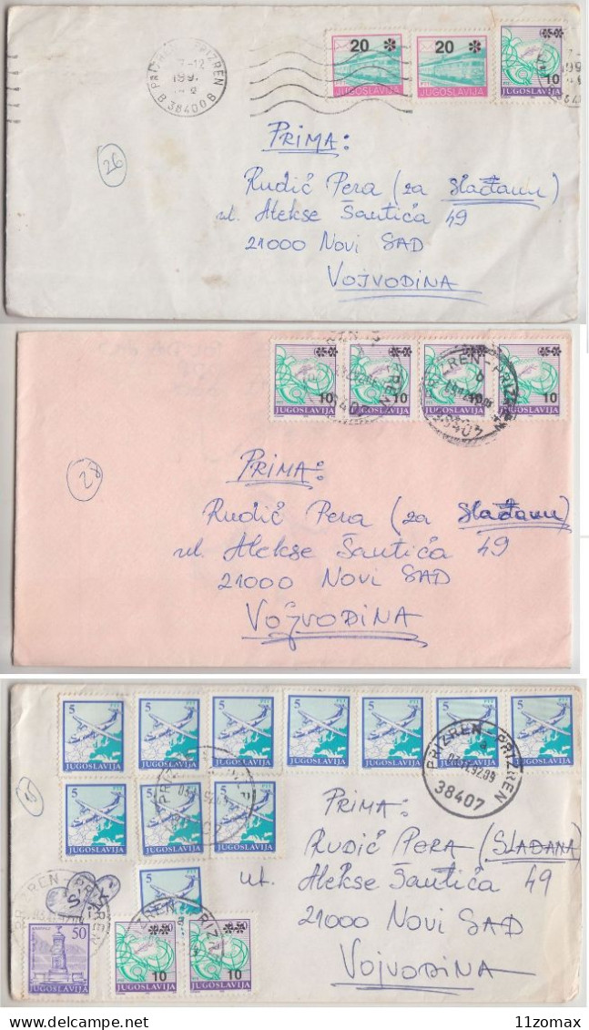 PRIZREN Yugoslavia KOSOVO CRISIS - CIVIL WAR 1992 Lot (2) Of 3 Letters INFLATION - Briefe U. Dokumente