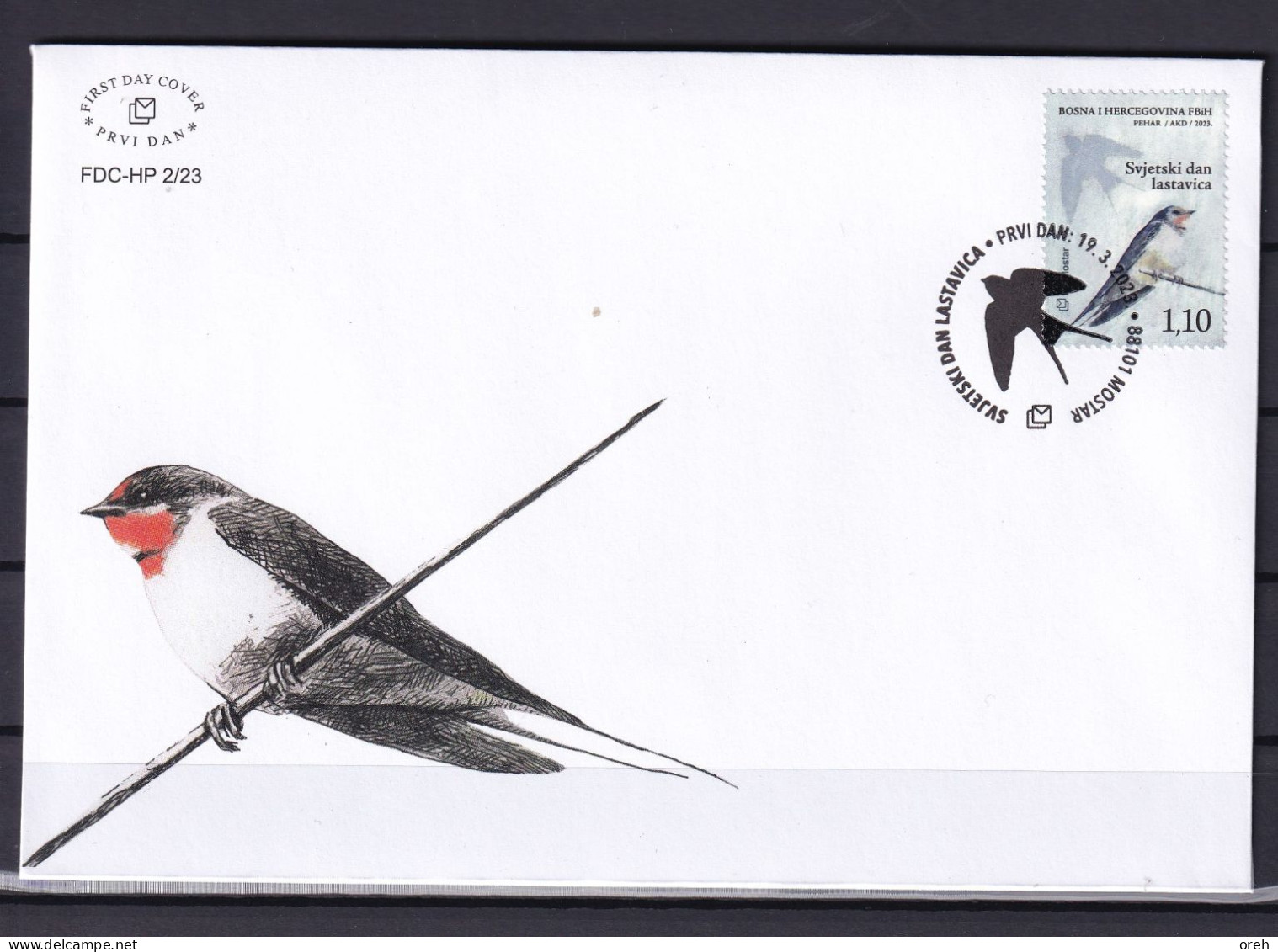 BOSNIA AND HERZEGOVINA 2023,POST MOSTAR,FAUNA,BIRDS,WORLD SWALLOWS  DAY,FDC - Schwalben