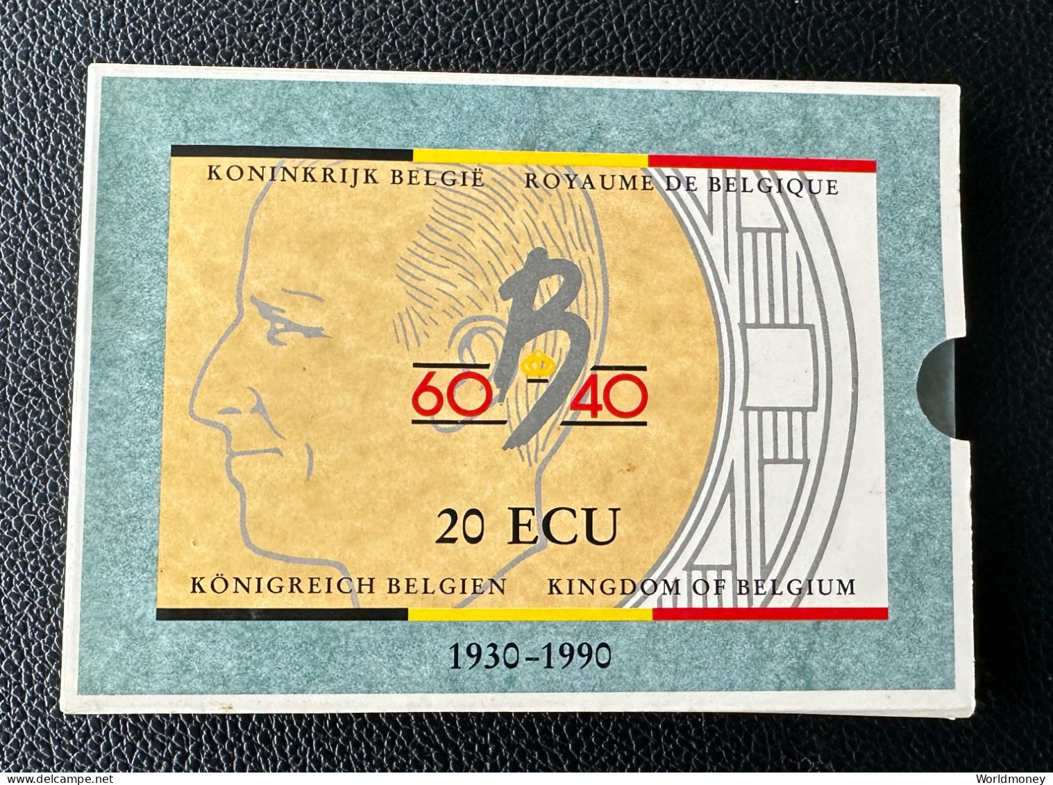 Belgium 20 Ecu 1990 (PROOF - Folder) "60th Birthday Of King Baudouin" - Ecus