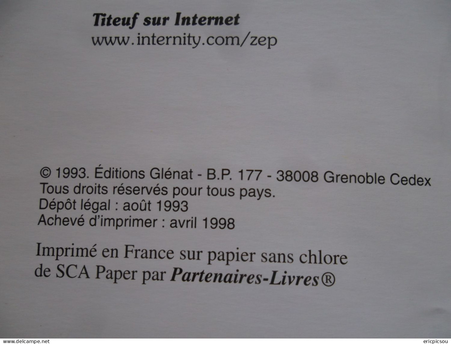 TITEUF L'amour, C'est Pô Propre.N2 1993 - Titeuf