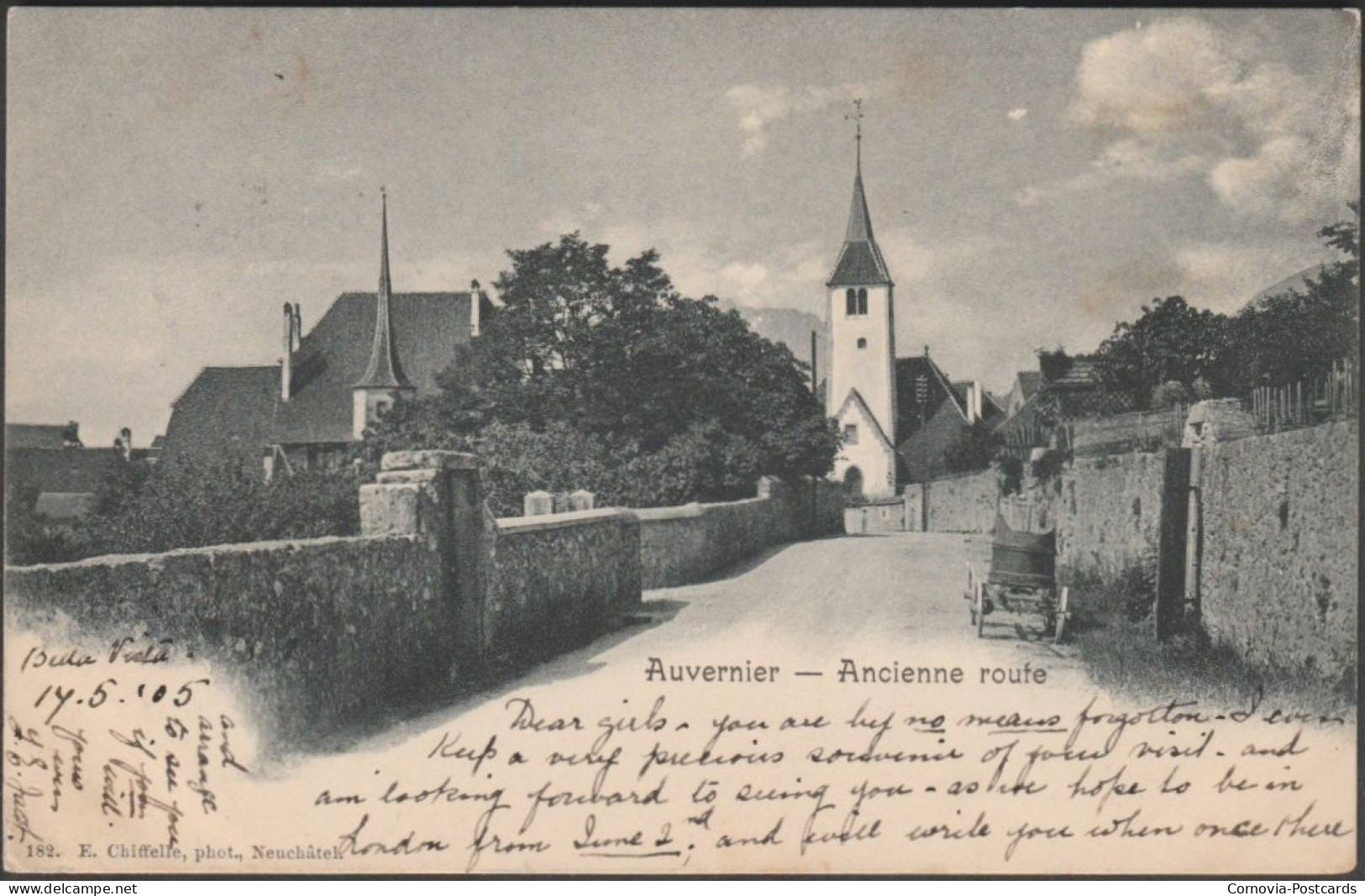 Ancienne Route, Auvernier, 1905 - Chiffelle CPA - Auvernier