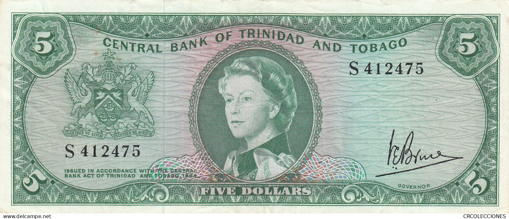 CRBX194 BILLETE TRINIDAD Y TOBAGO 5 DOLARES 1964 MBC - Trinité & Tobago