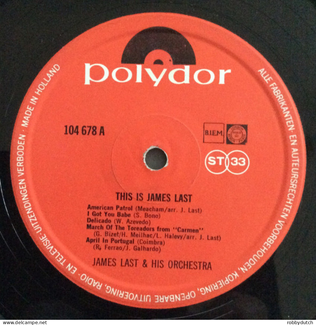 * LP *  THIS IS JAMES LAST ( Holland 1967) - Instrumental