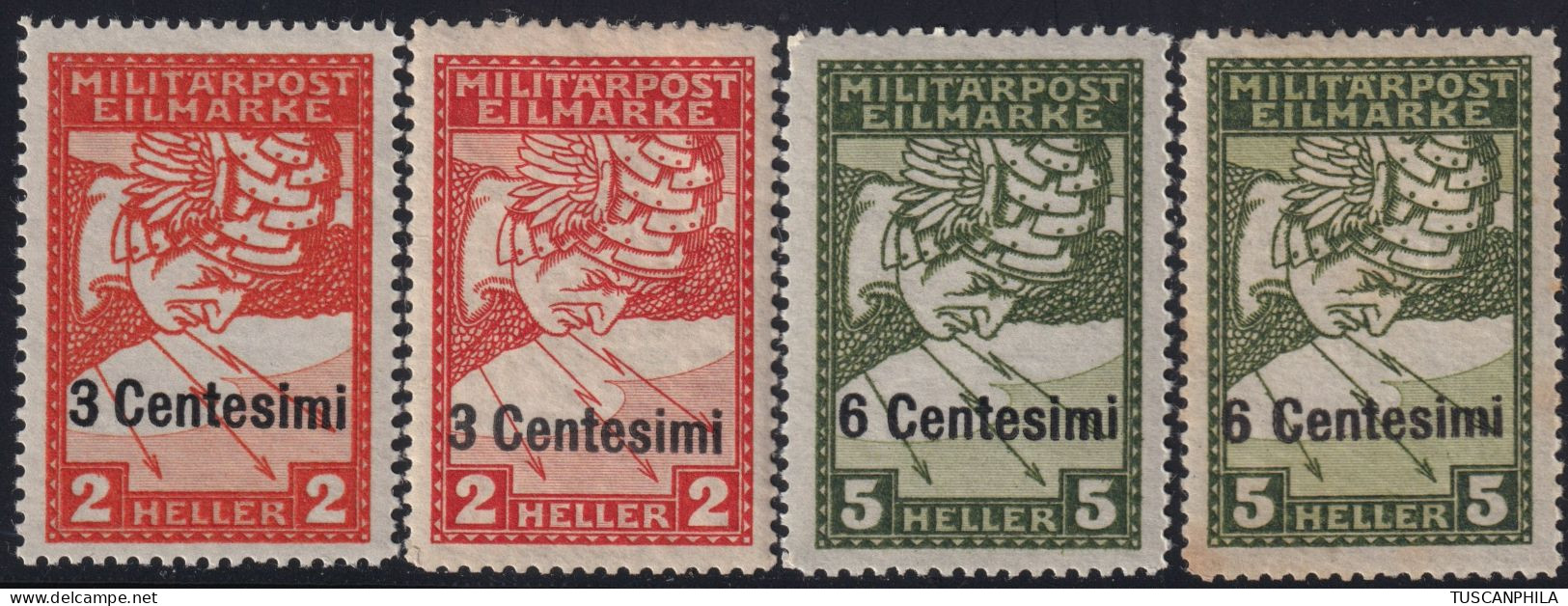 Espressi Serie Completa Sass 3 MLH* + 4 MNH** CV 400 - Occupazione Austriaca