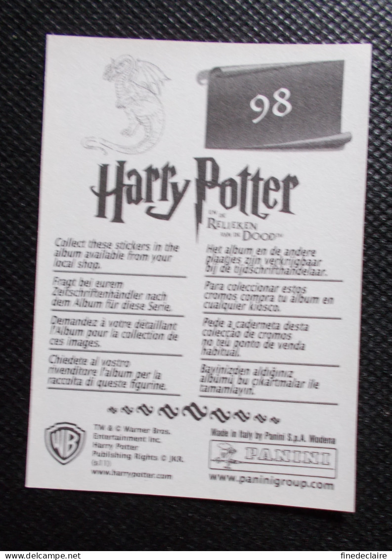 Vignette Autocollante Panini - Harry Potter Et Les Reliques De La Mort - En De Relieken Van De Dood - N° 98 - Edizione Olandese