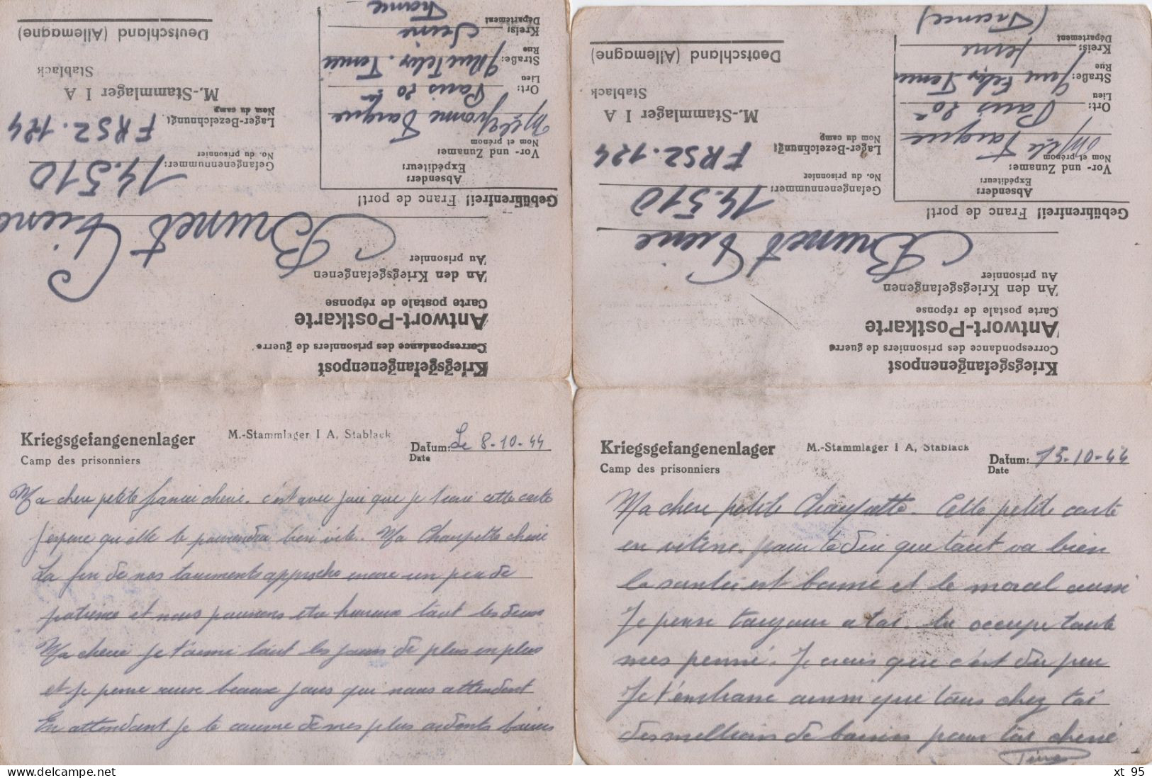 Correspondance De Prisonniers De Guerre - Stammlager 1A - 1944 - Mention C/O General Post Office Via Grande Bretagne - Guerra De 1939-45