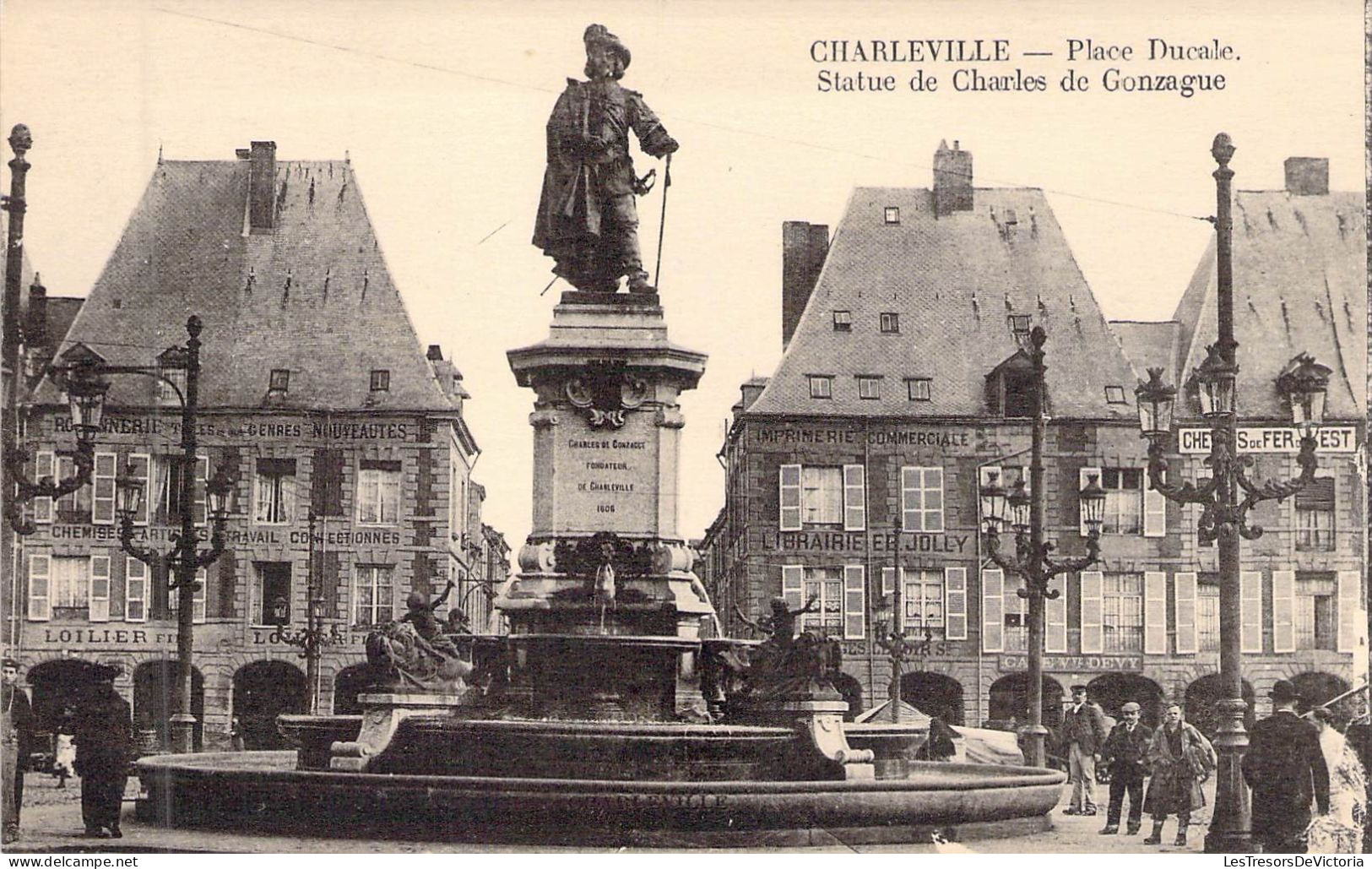 FRANCE - 08 - CHARLEVILLE - Place Ducale - Statue De Charles De Gonzague - Carte Postale Ancienne - Charleville