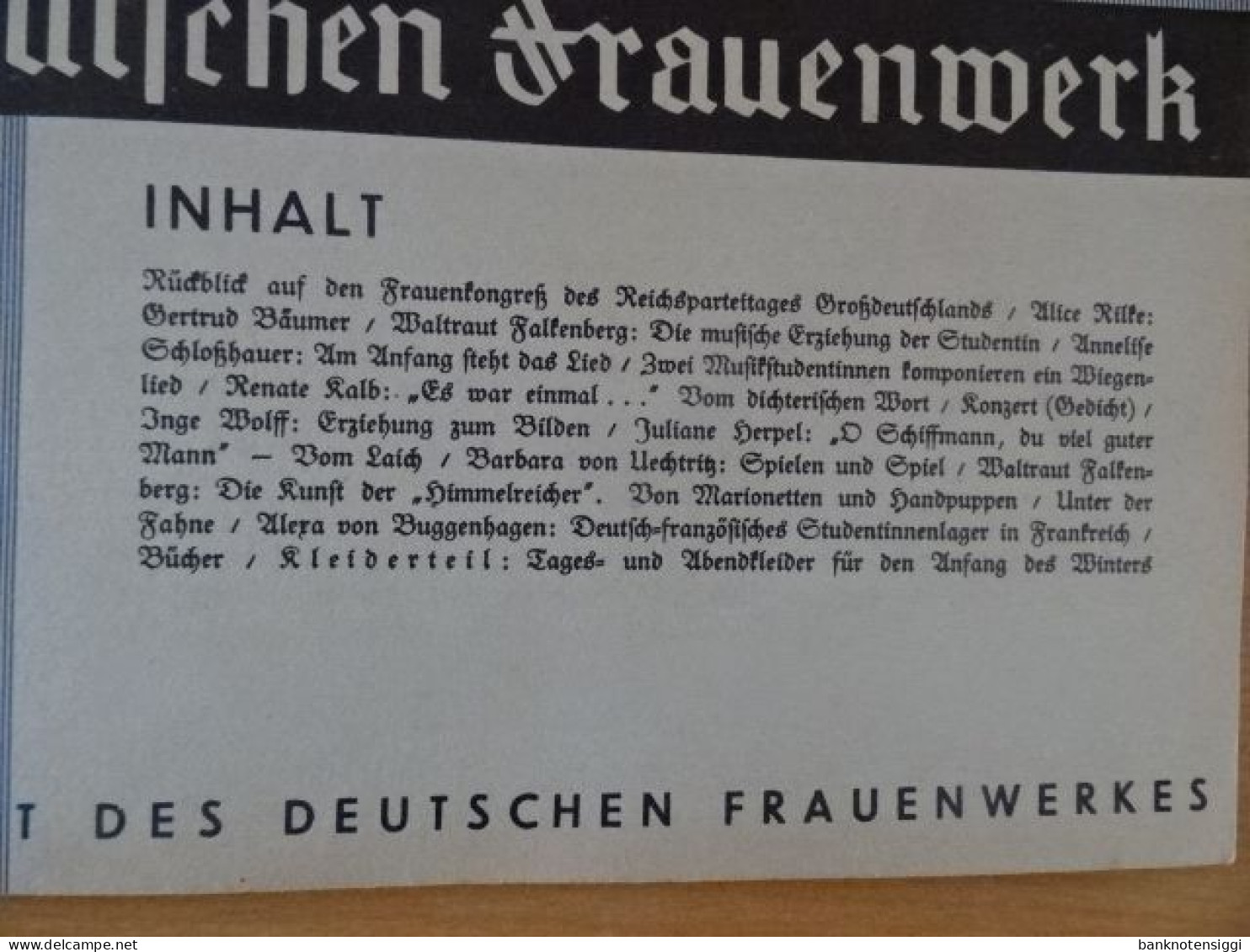 1 Heft Frauenkultur. Zehntes  Heft Oktober 1938 . - Allemand