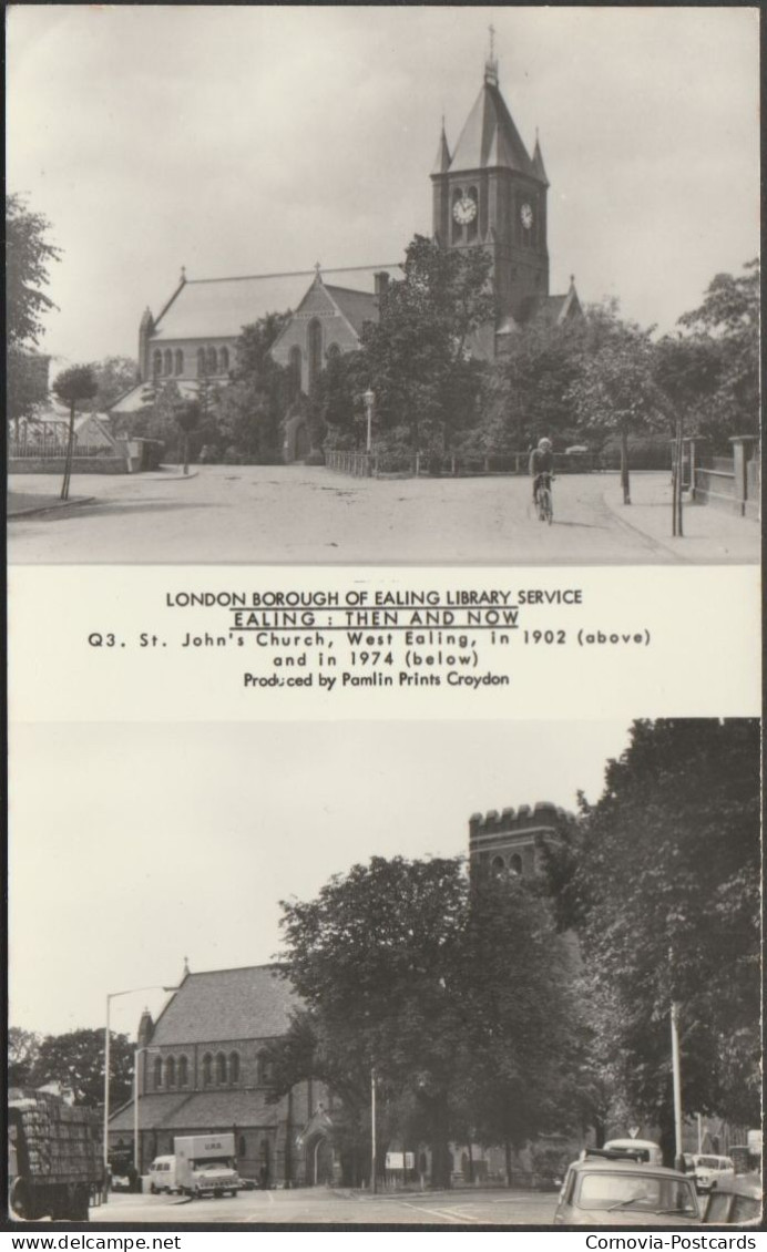 St John's Church, Ealing, Middlesex, 1974 - Ealing Library Service RP Postcard - Middlesex