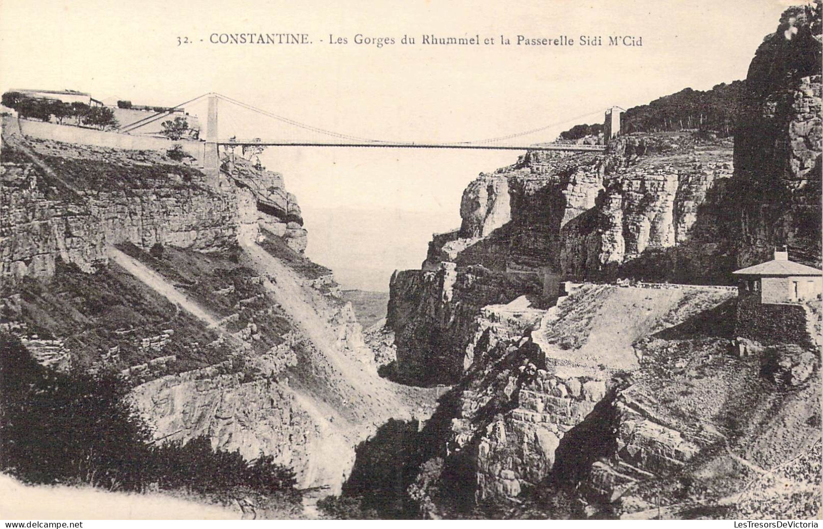 ALGERIE - Constantine - Les Gorges Du Rhummel Et La Passerelle Sidi M'Cid - Carte Postale Ancienne - Constantine