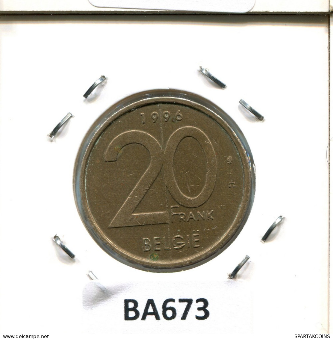 20 FRANCS 1996 DUTCH Text BELGIQUE BELGIUM Pièce #BA673.F - 20 Frank