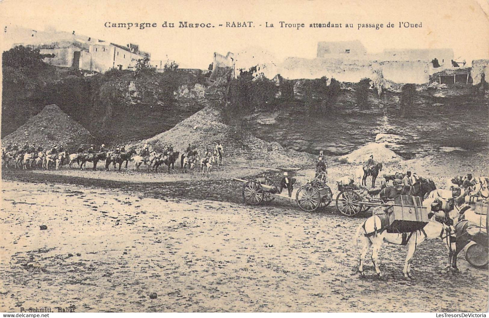 MAROC - Rabat - La Troupe Attendant Au Passage De L'Oued - Campagne Du Maroc - Carte Postale Ancienne - Rabat