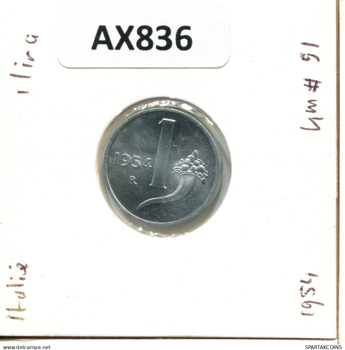 1 LIRA 1954 ITALY Coin #AX836.U - 1 Lira