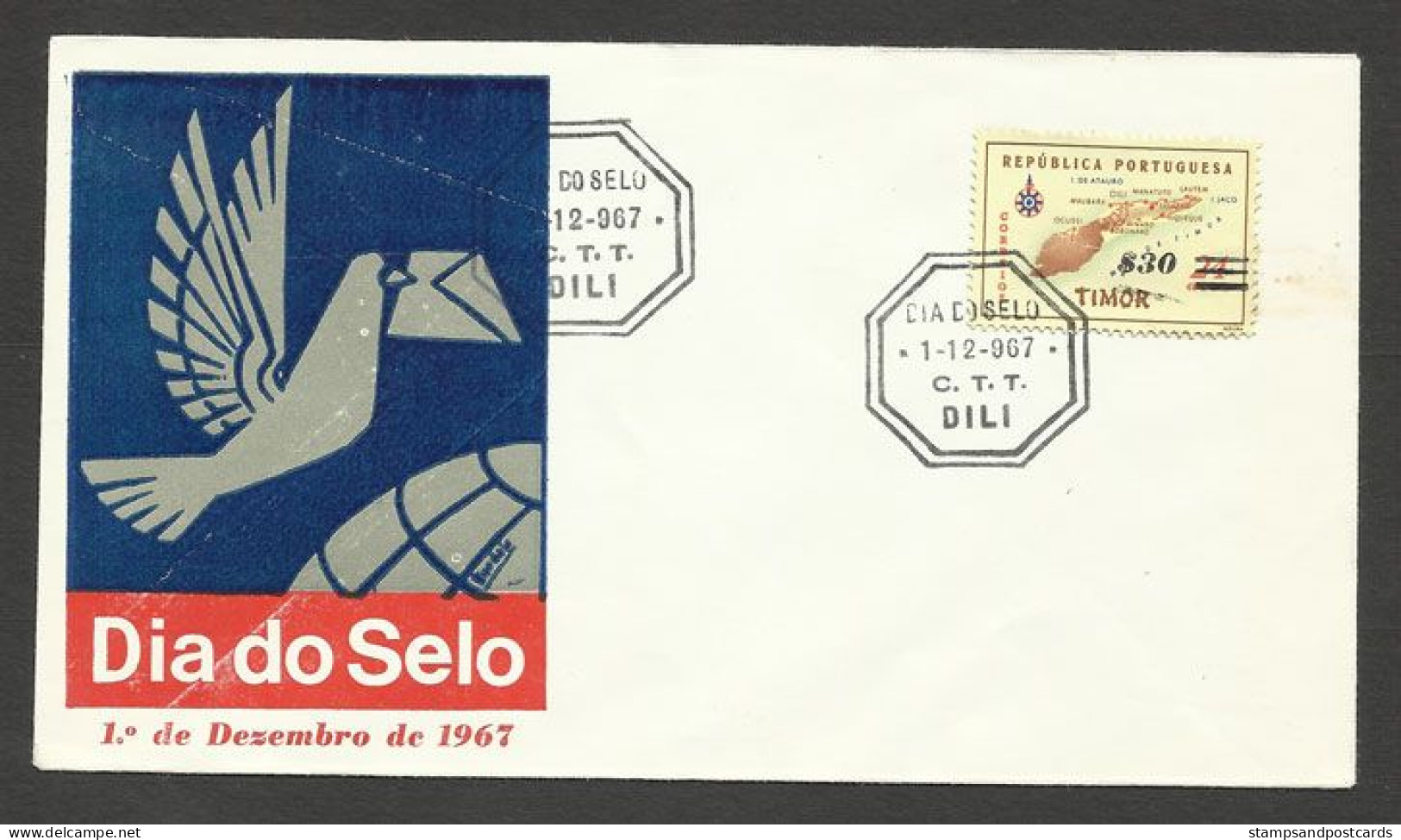 Timor Oriental Portugal Cachet Commémoratif Journée Du Timbre 1967 East Timor Event Postmark Stamp Day - Timor Oriental