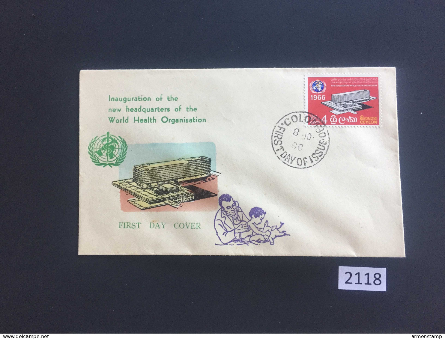 Ceylon WHO Headquarters FDC 1960 (2118) Free Shipping - Briefe U. Dokumente