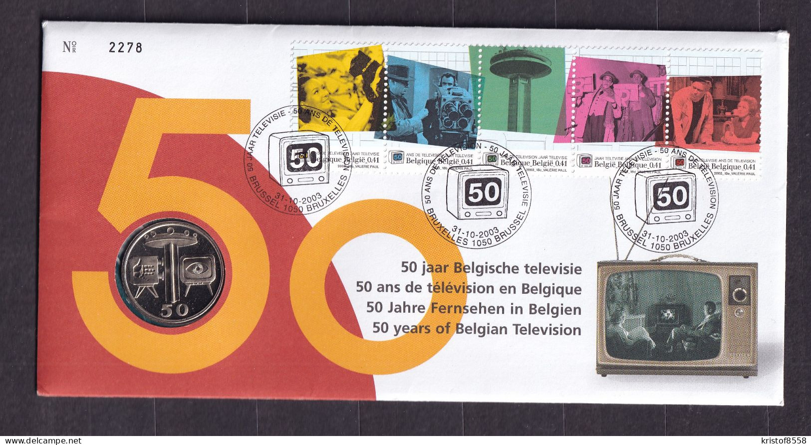 [STCK]Numisletter - 3213/3217 - 50 Jaar  Belgische Televisie - Numisletters