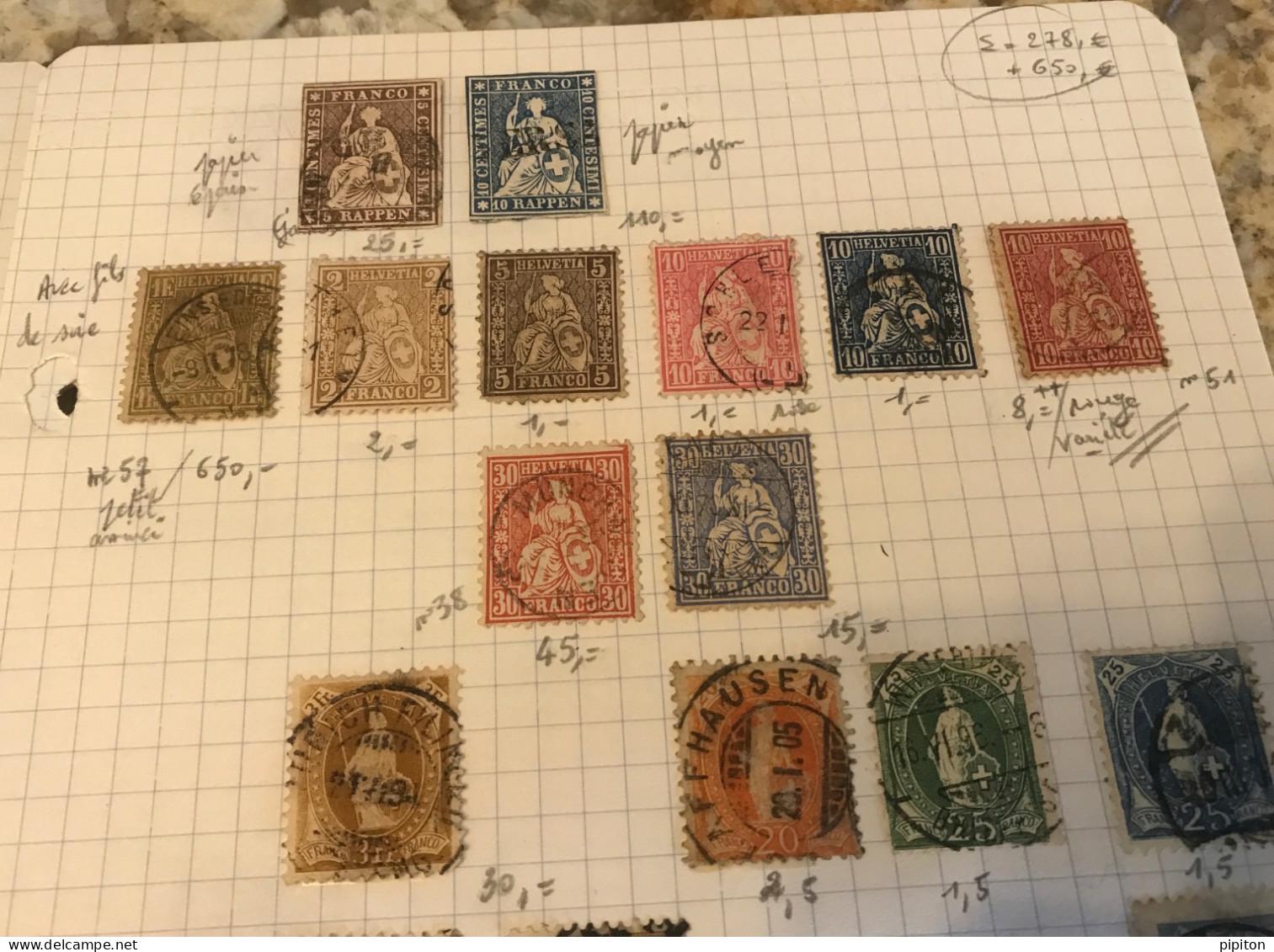 Suisse, Timbres Anciens D Une Petite Collection Cote Supérieure à 1150€ - Andere & Zonder Classificatie