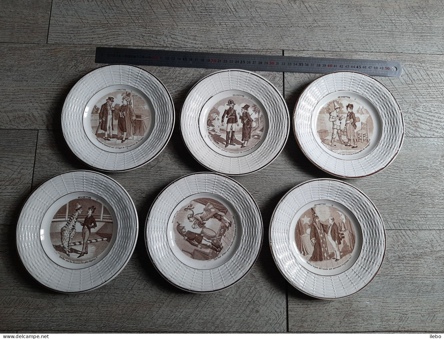 Lot 6 Assiettes Parlantes Devinettes Sarreguemines Clown Gendarme Magicien Magie Humour - Sarreguemines (FRA)