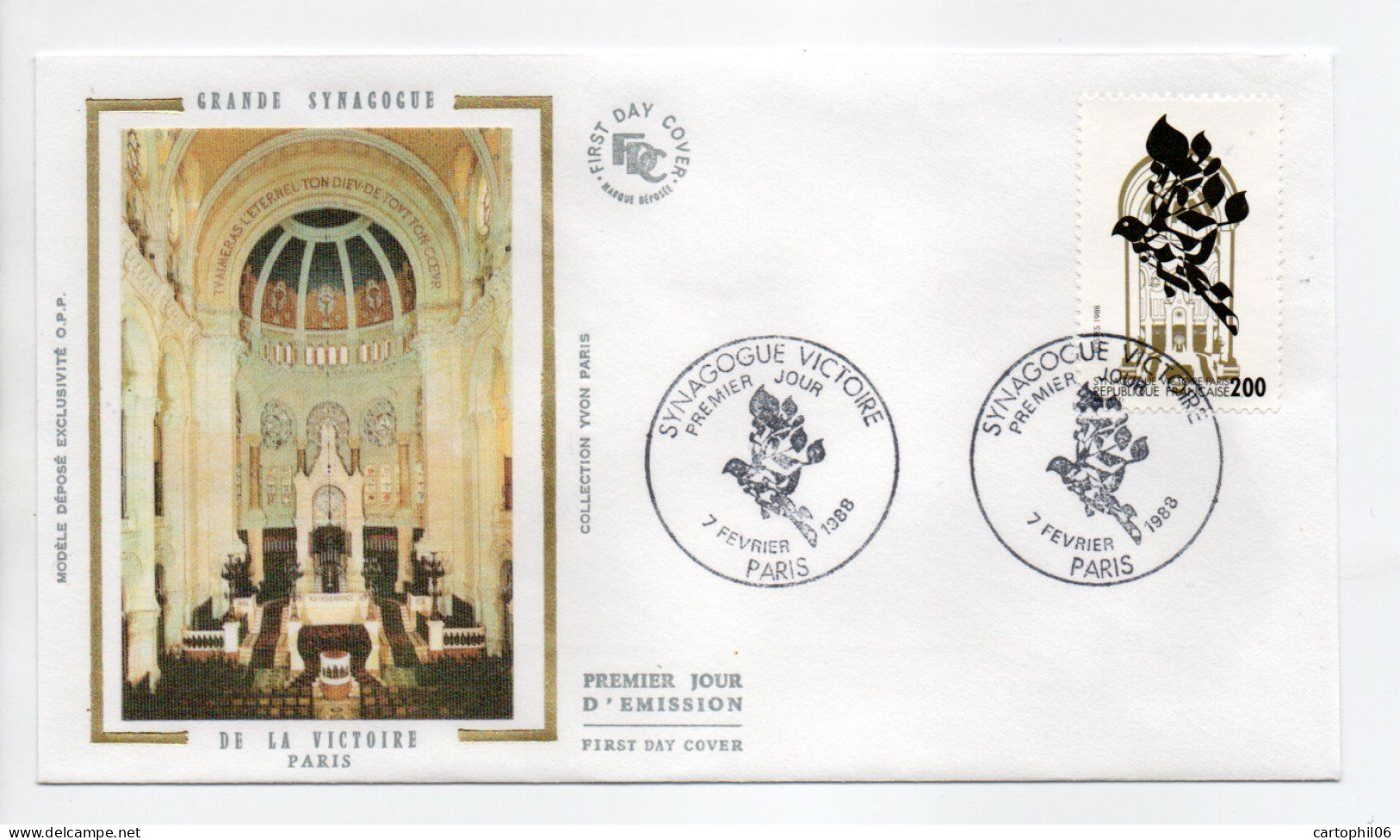 - FDC GRANDE SYNAGOGUE DE LA VICTOIRE - PARIS 7.2.1988 - - Mosques & Synagogues