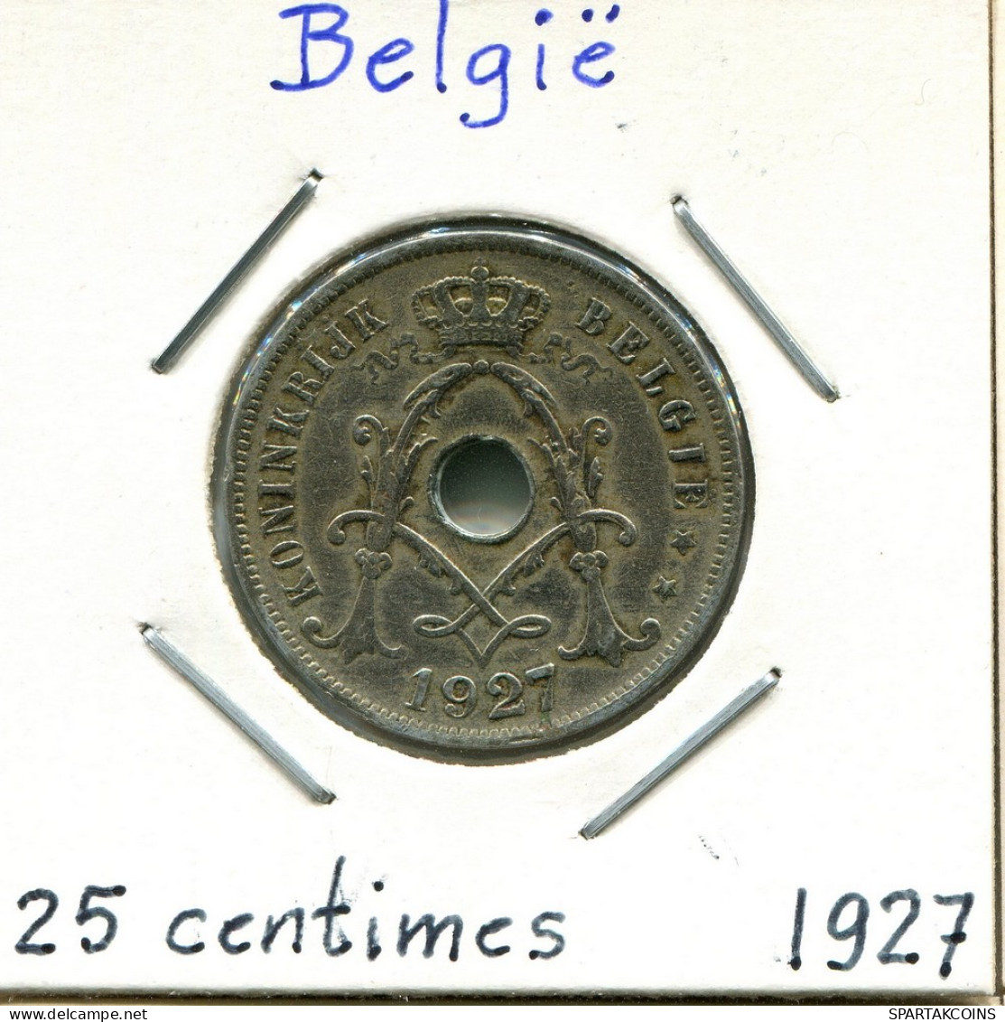 25 CENTIMES 1927 DUTCH Text BELGIUM Coin #BA312.U - 25 Cent