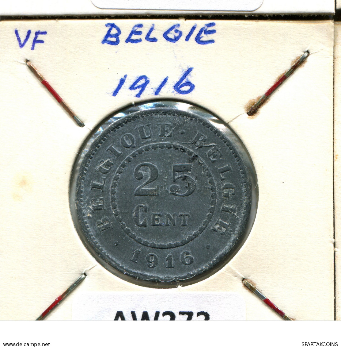 25 CENTIMES 1916 BELGIQUE-BELGIE BÉLGICA BELGIUM Moneda #AW272.E - 25 Centimes