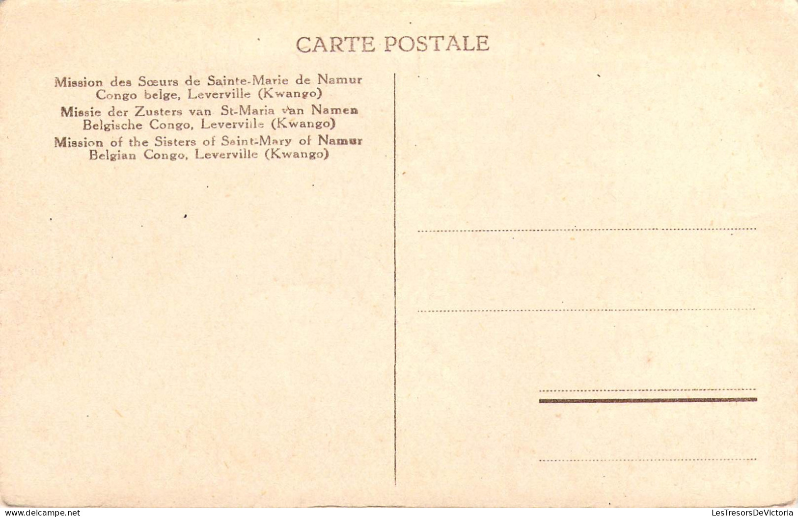 CONGO BELGE - Mission Des Sœurs De Ste-Marie De Namur - Leverville ( Kwango ) - Carte Postale Ancienne - Belgian Congo