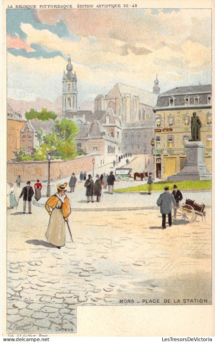 BELGIQUE - MONS - Place De La Station - Edition Artistique - Carte Postale Ancienne - Mons