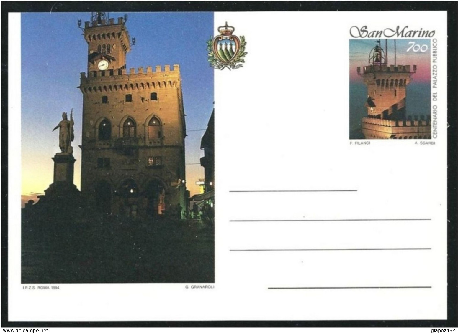 ● San MARINO 1994 ֍ Palazzo Consiglio ● 2 Cartoline Postali ● Nuovi ** ● Serie Completa ● Cat. ? € ● - Ganzsachen