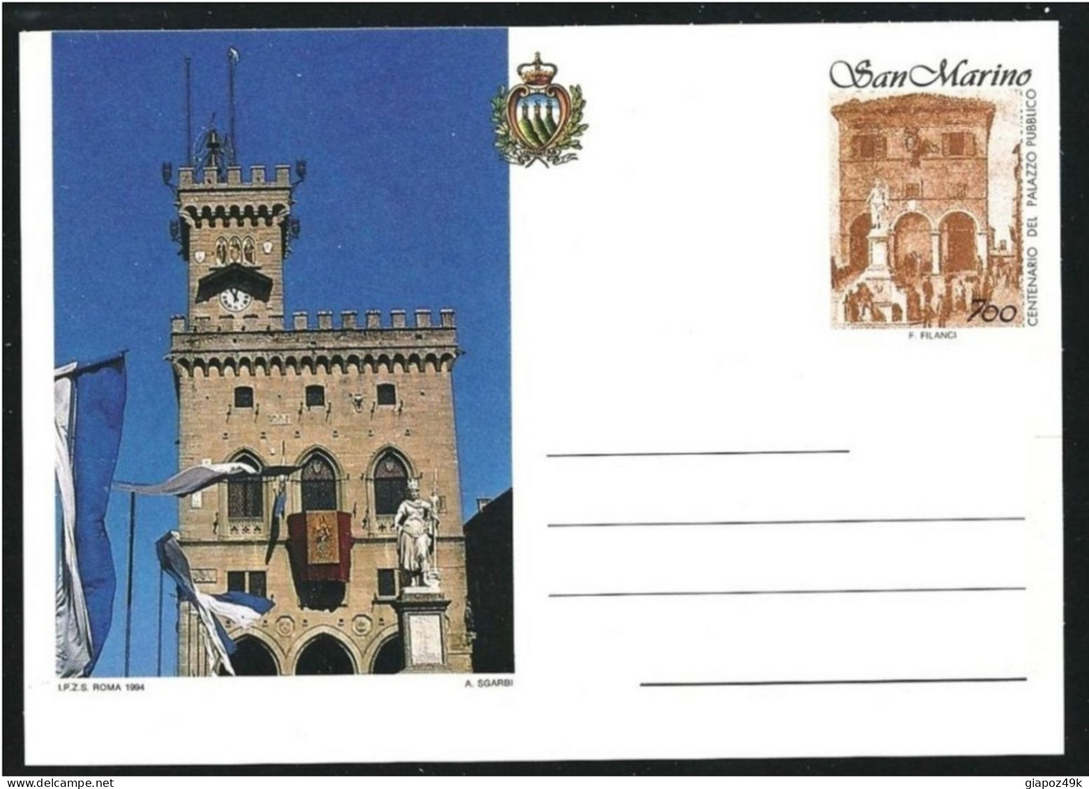 ● San MARINO 1994 ֍ Palazzo Consiglio ● 2 Cartoline Postali ● Nuovi ** ● Serie Completa ● Cat. ? € ● - Ganzsachen