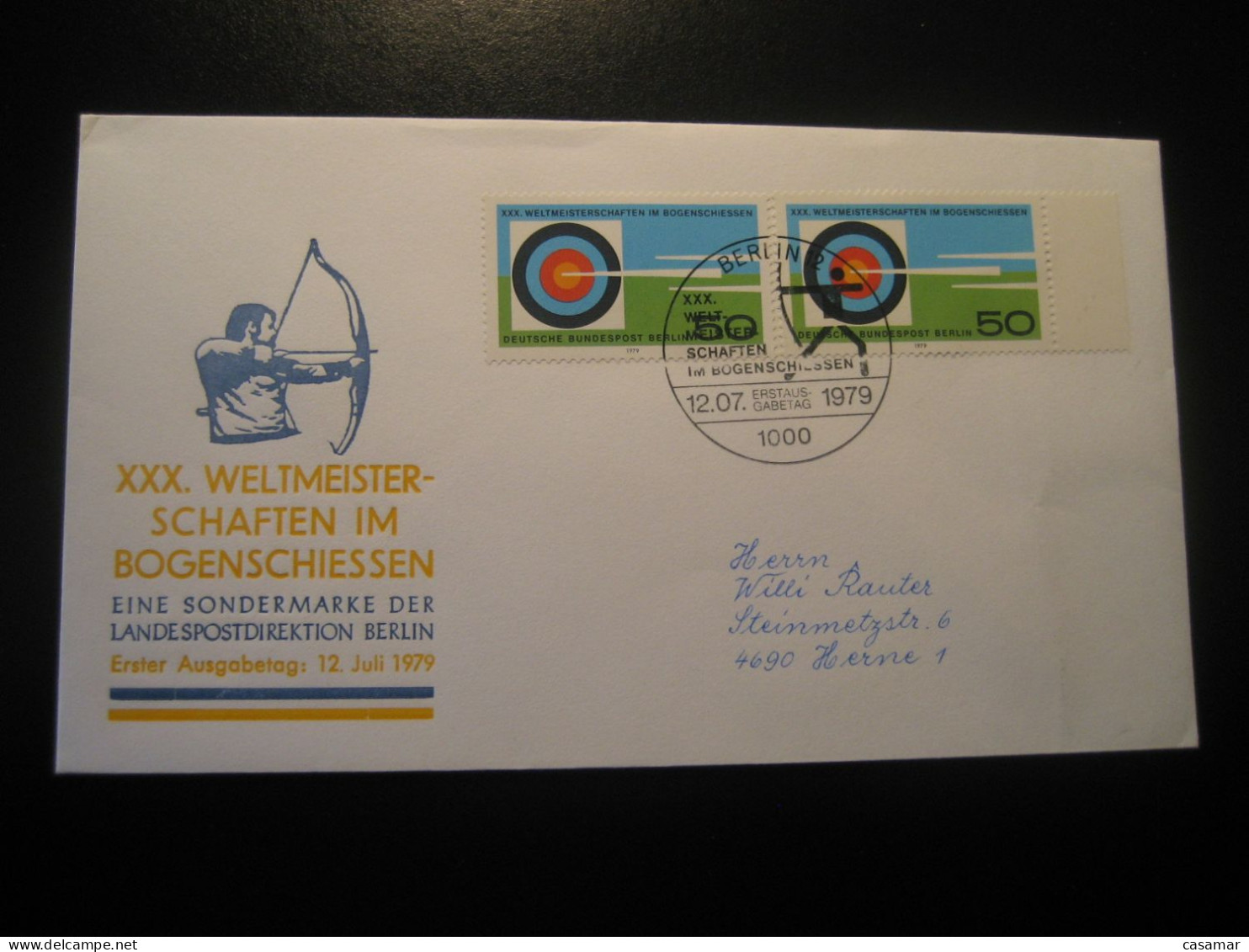 BERLIN 1979 Archery Arc Tir World Championships FDC Cancel Cover Germany - Archery