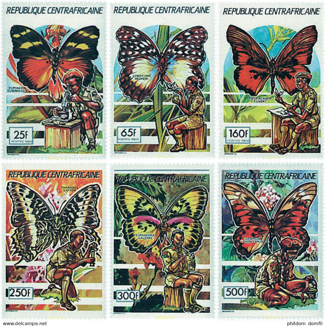 94236 MNH CENTROAFRICANA 1990 MARIPOSAS Y ESCULTISMO - Spinnen