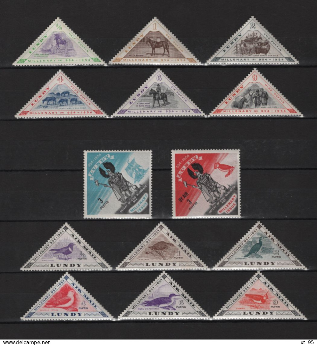 Lundy - Millenary 1954 - Lot De 14 Timbres Dont Poste Aerienne - * Neufs Avec Trace De Charniere - Emisiones Locales